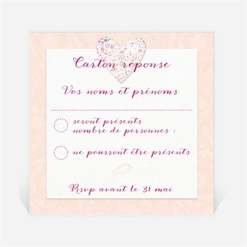 Carton réponse mariage coeur en liberty