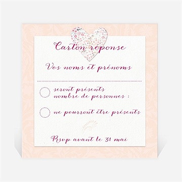 Carton réponse mariage coeur en liberty
