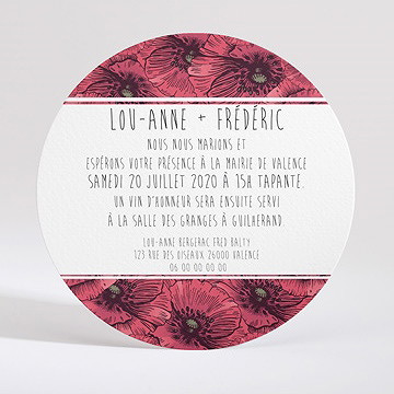 Faire-part mariage champs de coquelicots - Dos du faire-part