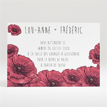Carton d'invitation mariage champs de coquelicots