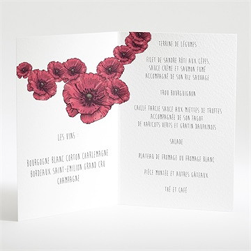 Menu mariage champs de coquelicots - Intérieur du menu