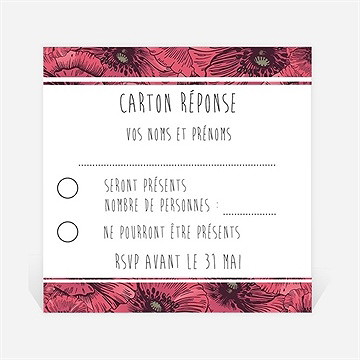 Carton réponse mariage champs de coquelicots