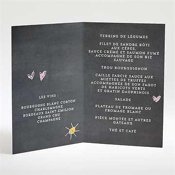 Menu mariage les enfants annoncent - Intérieur du menu