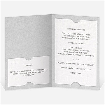 Menu mariage liberty texturé - Menu ouvert