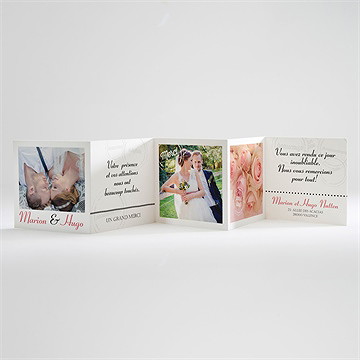 Remerciement mariage photomaton et tampons - Carte ouverte