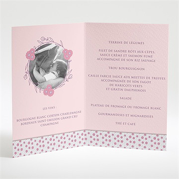 Menu baptême simple et épuré - Menu ouvert