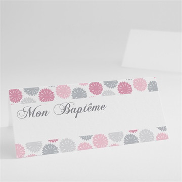 Marque-place baptême fete des pois roses