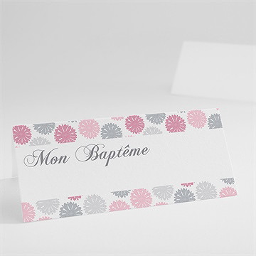 Marque-place baptême fete des pois roses
