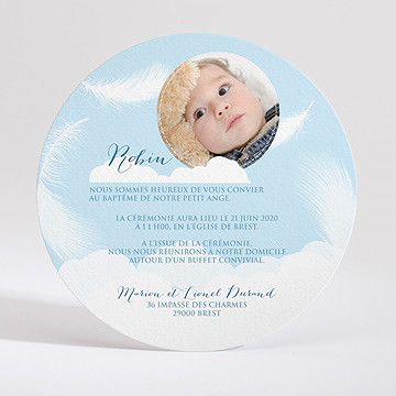 Faire-part de baptême duvet tout en rondeur - Dos du faire-part