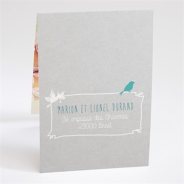 Faire-part de baptême découpe originale - Dos du faire-part