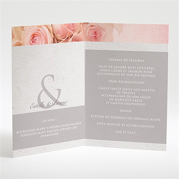 Menu mariage jeu de fleurs et textures - Menu ouvert