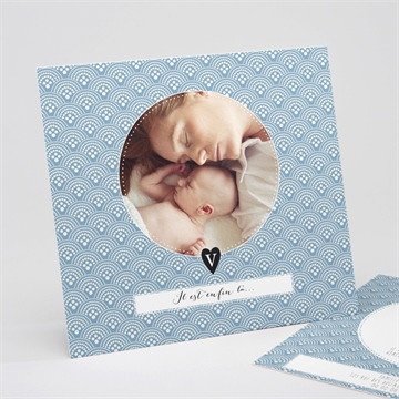 Faire-part naissance ecrin de motifs