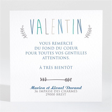 Remerciement naissance pêle mêle frais et moderne