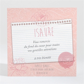 Remerciement naissance l'inscription