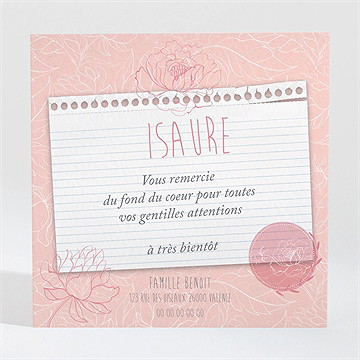 Remerciement naissance l'inscription