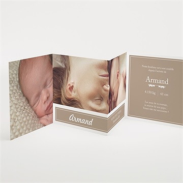 Faire-part naissance beige classique traditionnel - Intérieur du faire-part