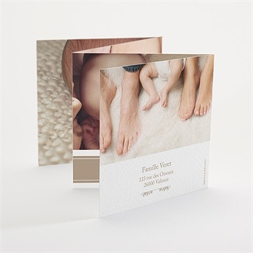 Faire-part naissance beige classique traditionnel - Dos du faire-part