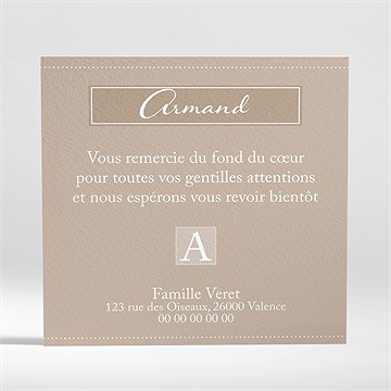 Remerciement naissance beige classique traditionnel