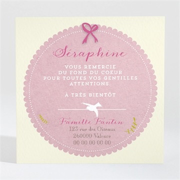 Remerciement naissance petit nœud et dentelle fille