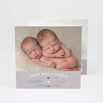 Faire-part naissance annonce jumeaux originale