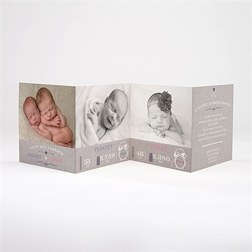 Faire-part naissance annonce jumeaux originale - Intérieur du faire-part