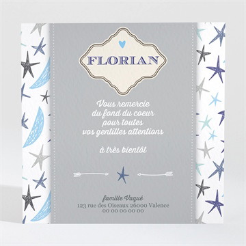 Remerciement naissance médaillon étoilé