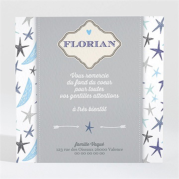 Remerciement naissance médaillon étoilé