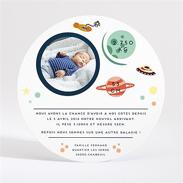Faire-part naissance il débarque sur terre - Dos du faire-part