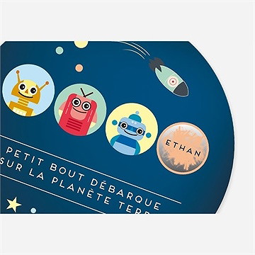 Faire-part naissance il débarque sur terre - Vue détaillée