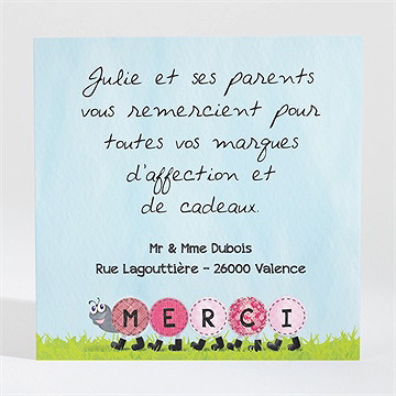 Remerciement naissance notre chenille humour