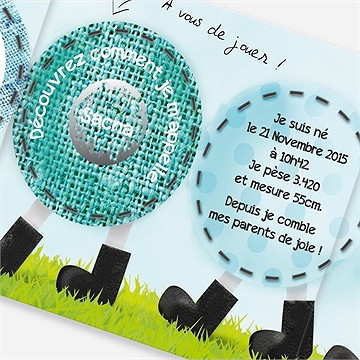 Faire-part naissance notre petit escargot - Détail du faire-part