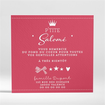 Remerciement naissance bienvenue petite princesse