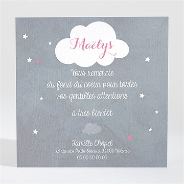 Remerciement naissance gris photo vintage