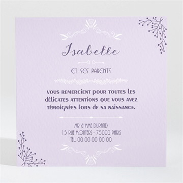 Remerciement naissance baroque vintage