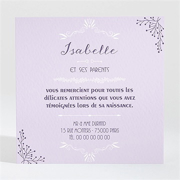 Remerciement naissance baroque vintage