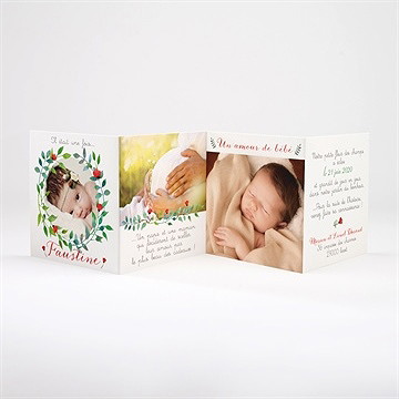 Faire-part naissance petites fleurs champêtres - Intérieur du faire-part