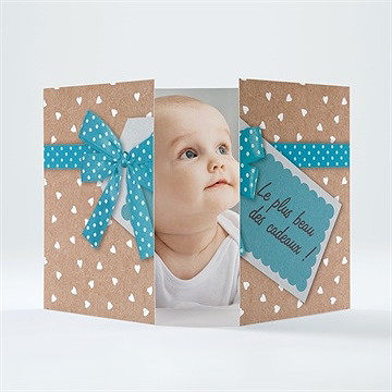 Faire-part naissance gros noeud et pois fantaisie