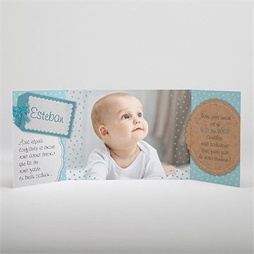 Faire-part naissance gros noeud et pois fantaisie - Intérieur du faire-part