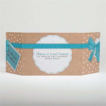 Faire-part naissance gros noeud et pois fantaisie - Dos du faire-part