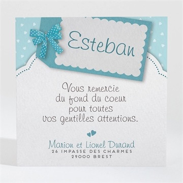 Remerciement naissance gros noeud et pois fantaisie