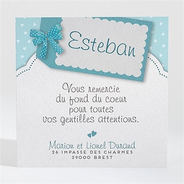 Remerciement naissance gros noeud et pois fantaisie