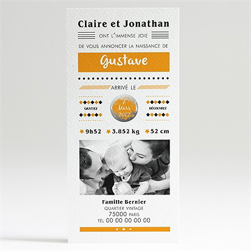 Faire-part naissance tendre annonce - Dos du faire-part