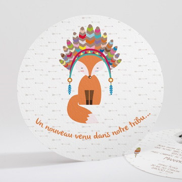 Faire-part naissance petit indien renard