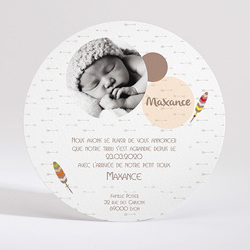 Faire-part naissance petit indien renard - Dos du faire-part