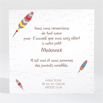 Remerciement naissance petit indien renard