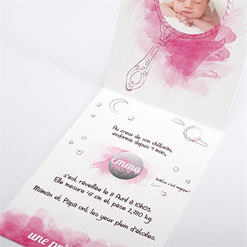 Faire-part naissance joli conte - Intérieur du faire-part gratté