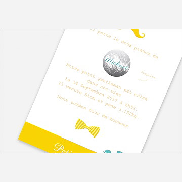 Faire-part naissance petit gentleman - Vue zoomée