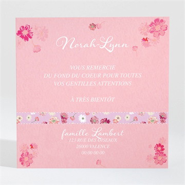 Remerciement naissance triptyque rose photo