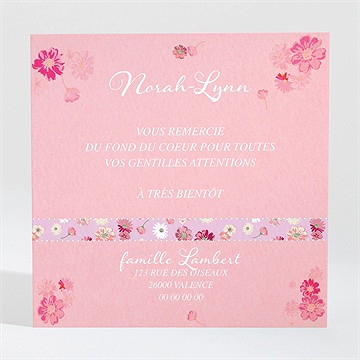 Remerciement naissance triptyque rose photo