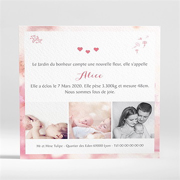 Faire-part naissance douceur et rêveries - Dos du faire-part